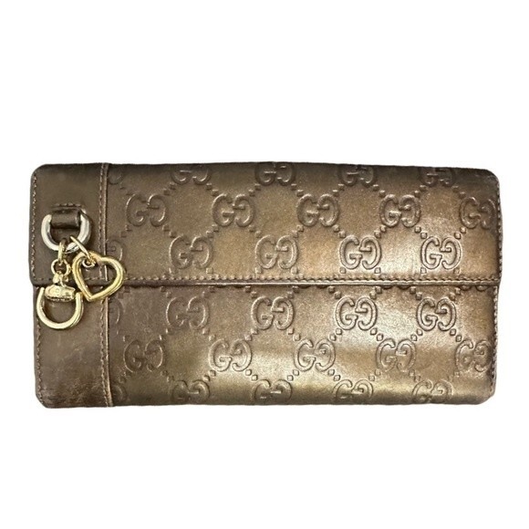 Gucci Wallet Purse Long Wallet Guccissima Brown Gold - Picture 1 of 6